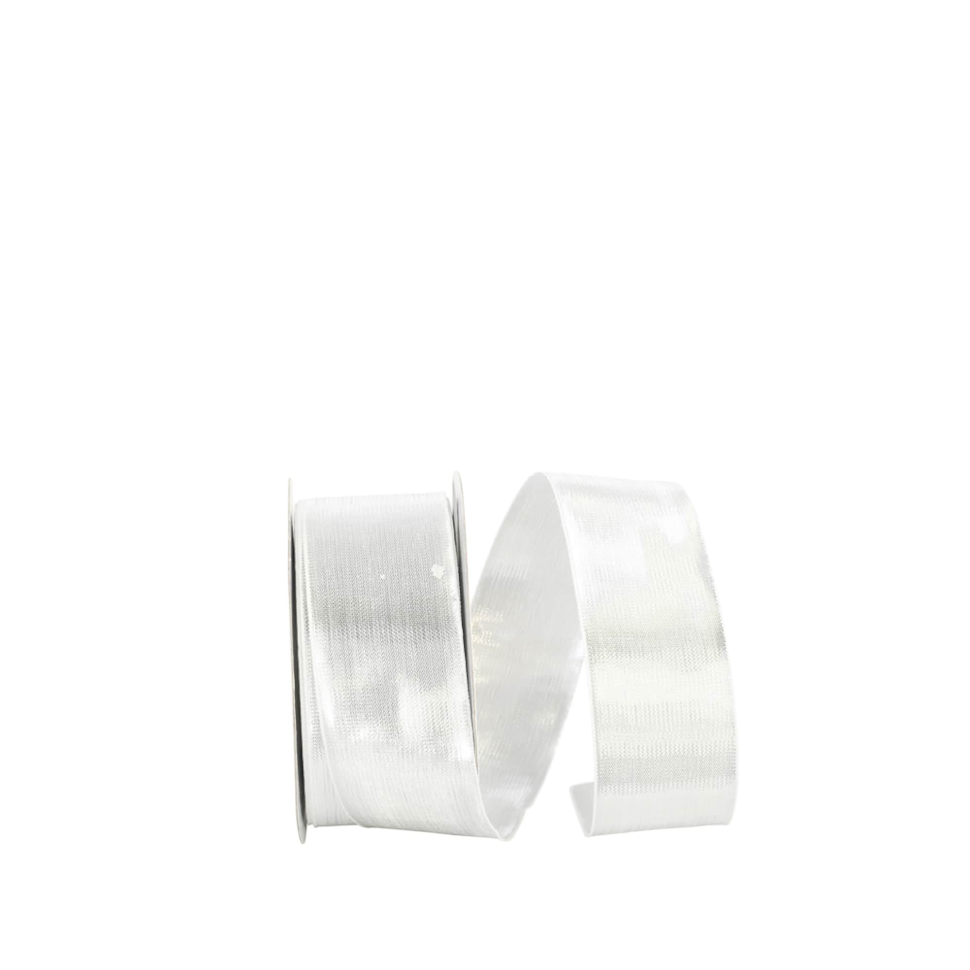JAM Paper 1.5" x 25yd. Silver Woven Lame 2 Wired Ribbon